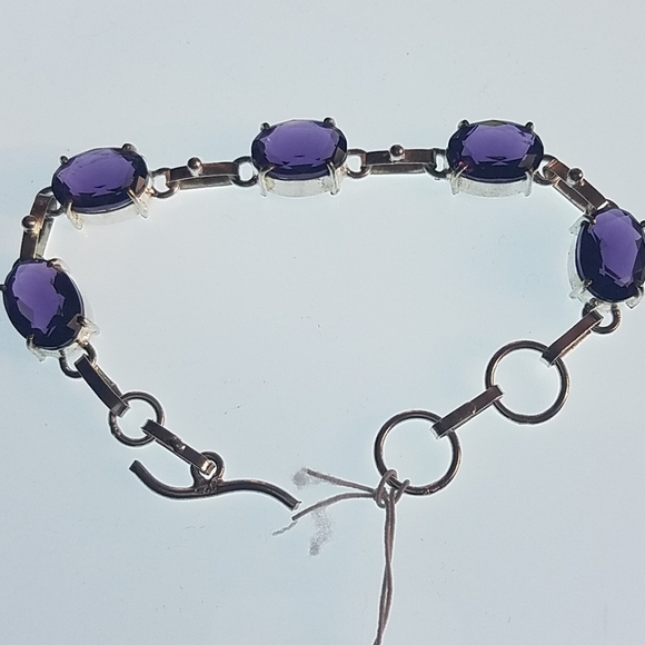Nwot!! Amethyst 925 silver bracelet handmade - Picture 1 of 8